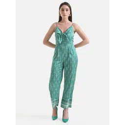 Kazo Green & White Printed Basic Jumpsuit-picture-12