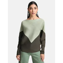 Kazo Green Cotton Color-Block Pullover-picture-24