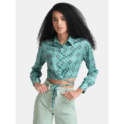 Kazo Green Regular Fit Floral Print Shirt-picture-19