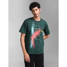 Kazo Green Regular Fit Printed Unisex Crew T-Shirt-picture-12