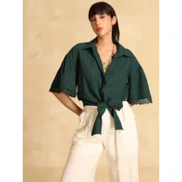 Kazo Green Textured Pattern Casual Shirt-picture-13