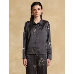 KAZO Grey Embellished Casual Shirt-picture-33