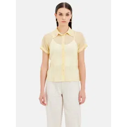 Kazo Light Yellow Embellished Shirt-picture-36