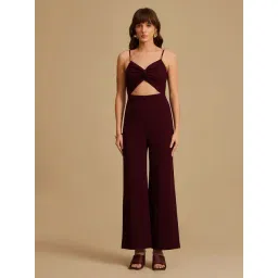 Kazo Maroon Plain Jumpsuit-picture-31
