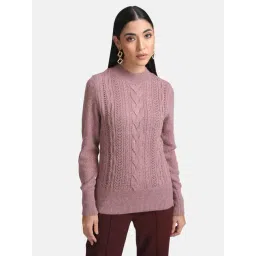 Kazo Mauve Cable Knit Pullover-picture-41