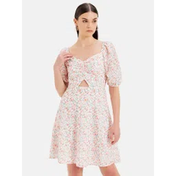 Kazo Multicolor Floral Print Skater Dress-picture-30