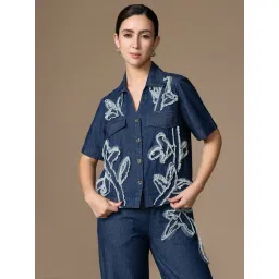 Kazo Navy Cotton Relaxed Fit Shirt-picture-28