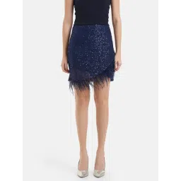 Kazo Navy Embellished Mini Wrap Skirt-picture-22