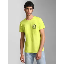 Kazo Neon Green Regular Fit Printed Crew T-Shirt-picture-17