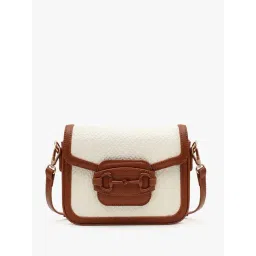 Kazo Off White & Brown Sling Handbag-picture-18