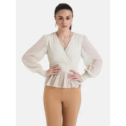 Kazo Off White Self Design Top-picture-42