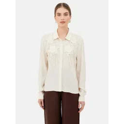 Kazo Off White Viscose Floral Print Shirt-picture-24