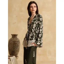 KAZO Olive Printed Relaxed Fit Shrug image 4