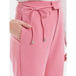 Kazo Pink Tapered Fit High Rise Trousers image 5