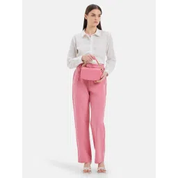 Kazo Pink Tapered Fit High Rise Trousers image 4