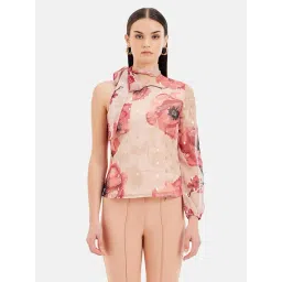 Kazo Red & Peach Floral Print Top-picture-21