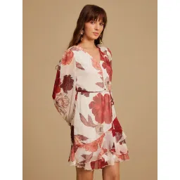 KAZO Red Chiffon Floral Mini Dress image 3