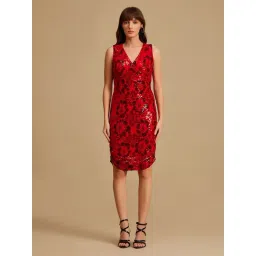 Kazo Red Embellished Dress-picture-22