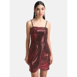 Kazo Red Embellished Wrap Dress-picture-31