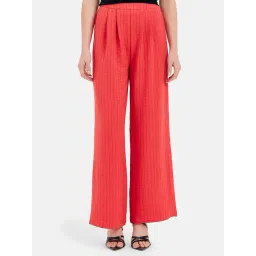 Kazo Red Striped Relaxed Fit High Rise Trousers-picture-18