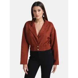 Kazo Rust Plain Crop Jacket-picture-37