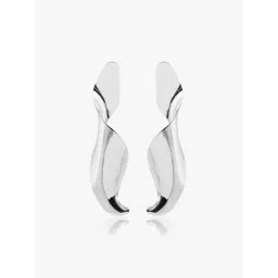 Kazo Silver Fluid Wave Statement Earrings-picture-28