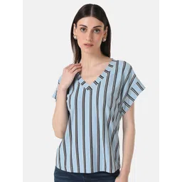 Kazo Striped V-Neck Extended Sleeves Top-picture-11