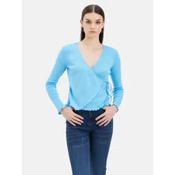 Kazo V-Neck Cotton Wrap Top-picture-29