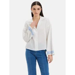 Kazo White Embroidered Shirt-image-41