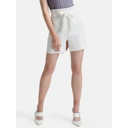 Kazo White Loose Fit High Rise Shorts-picture-34