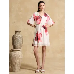 KAZO White Printed Casual Dress-picture-40