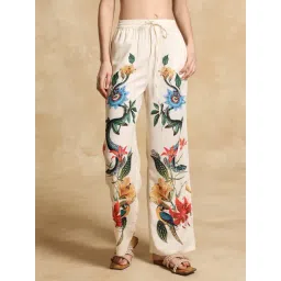 KAZO White Printed Casual Trousers-picture-20