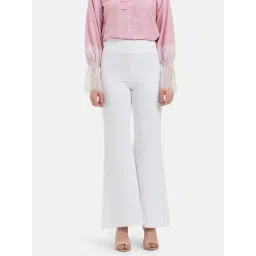 Kazo White Regular Fit High Rise Trousers-picture-26