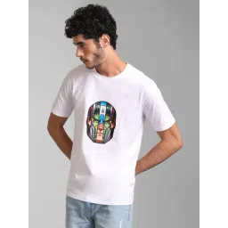 Kazo White Regular Fit Printed Crew T-Shirt-picture-25