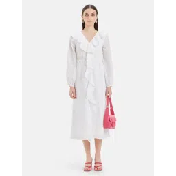 Kazo White Textured Midi Dress-picture-24