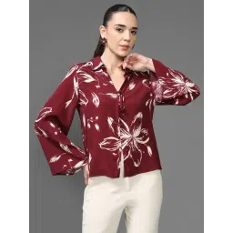 Kazo Wine Floral Long Sleeves Fiore Shirt-picture-31