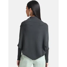 Kazo Women Black Acrylic Lightweight Crop Open Front Jacket image 3