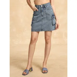 Kazo Women Blue A-Line Mini Skirts-picture-31