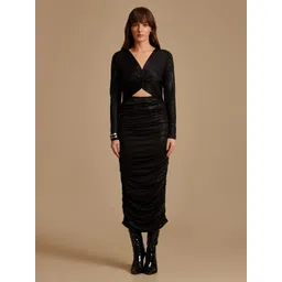 kazo Women Bodycon Black Midi/Calf Length Dress-picture-13