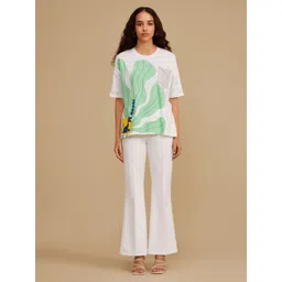 Kazo Women Floral Printed Round Neck Cotton T-shirt-picture-20