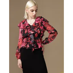 Kazo Women Floral Printed Ruffles Peplum Top-picture-21