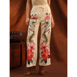 Kazo Women Floral Printed Straight Fit Celine Pull On Pants Trousers-picture-11