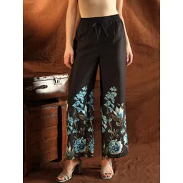 Kazo Women Floral Printed Straight Fit Mid-Rise Trousers Teddy Pants-picture-19
