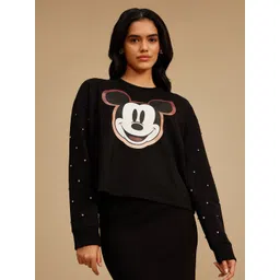 Kazo Women Graphic Printed Round Neck Cotton Pullover Sweatshirt-picture-35