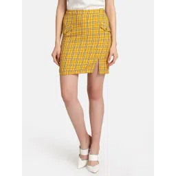 Kazo Yellow Checks Skirt-picture-40