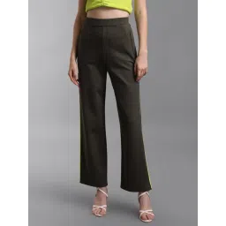 KZ07 by Kazo Olive Regular Fit High Rise Trousers-picture-19