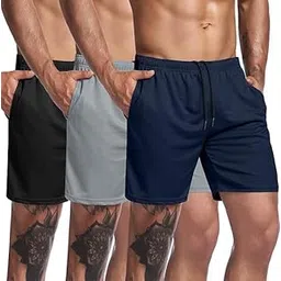 kbnbj Men's Cotton Shorts Pack of 3 - Lightweight, Breathable Casual Shorts for Men | Multipack Summer Lounge & Athletic Wear-picture-36