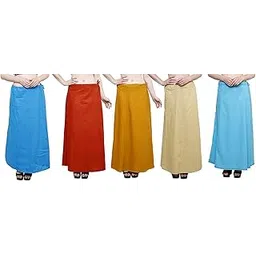 kbnbj Women's Cotton Saree inskirt Petticoat (Multicolor's Combo)-picture-41