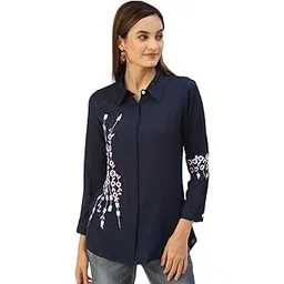 kbz Womens Rayon Solid Regular Top (Blue_L)-picture-10