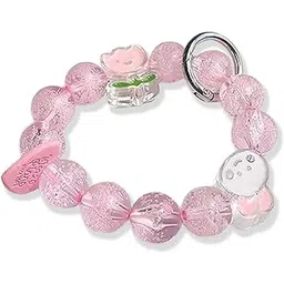 KC Keychain Phone Wrist Strap Pearl Beaded Mobile Phone Charm Hanging Bracelet Baby Plant Lanyard for Phone, Purse, Camera, Bags, Case Cover For Girls Women Pink-picture-12